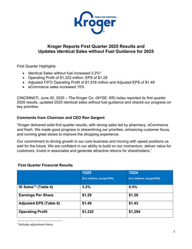 Thumbnail Kroger Quarterly Report 2025-q1