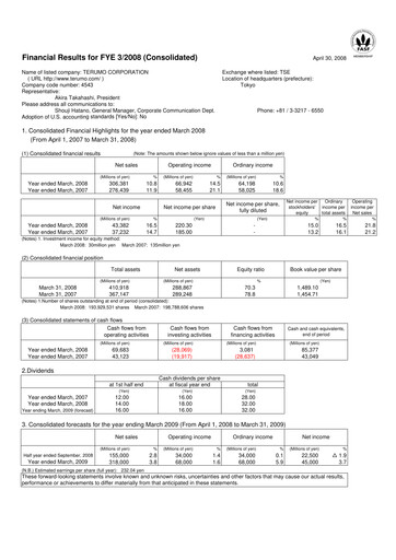 Thumbnail Terumo Financial Statement fy2008