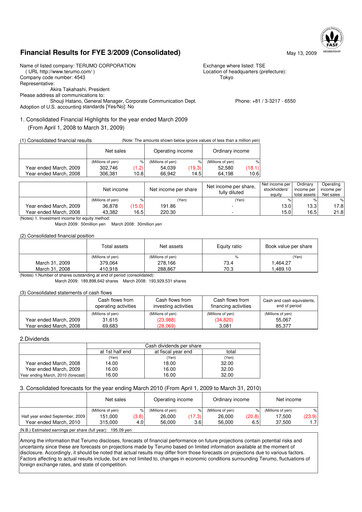 Thumbnail Terumo Financial Statement fy2009