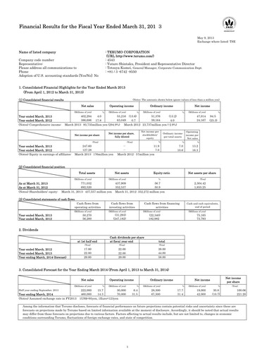 Thumbnail Terumo Financial Statement fy2013