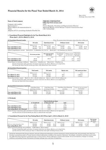 Thumbnail Terumo Financial Statement fy2014