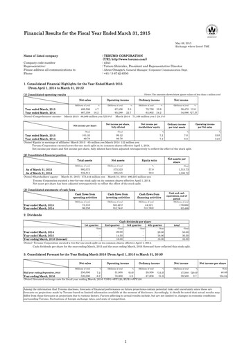 Thumbnail Terumo Financial Statement fy2015