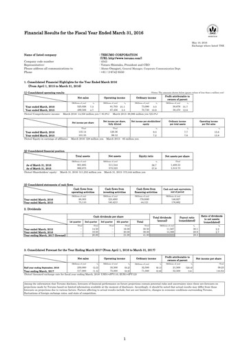 Thumbnail Terumo Financial Statement fy2016