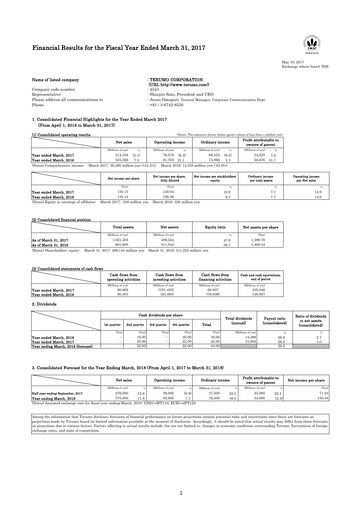 Thumbnail Terumo Financial Statement fy2017