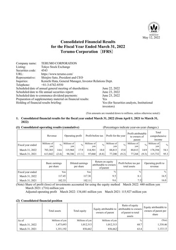 Thumbnail Terumo Financial Statement fy2022