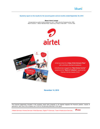 Miniature Bharti Airtel
 Rapport semestriel 2019-h1