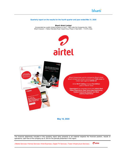 Vorschaubild Bharti Airtel
 Quartalsbericht 2019-q4