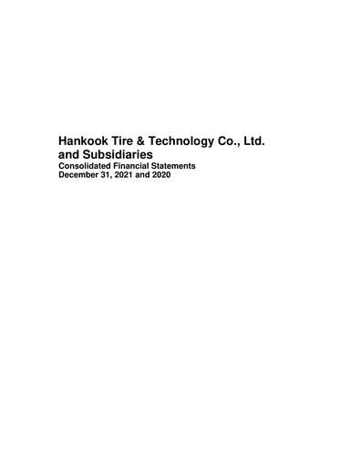Thumbnail Hankook Tire Financial Statement 2020-2021