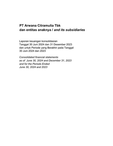 Thumbnail Arwana Citramulia Tbk Quarterly Report 2024-q2