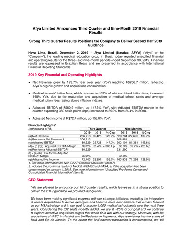 Thumbnail Afya
 Quarterly Report 2019-q3