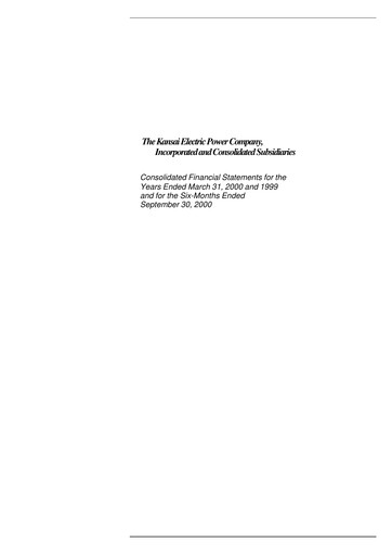 Thumbnail KEPCO Half-year Report 2000-h1