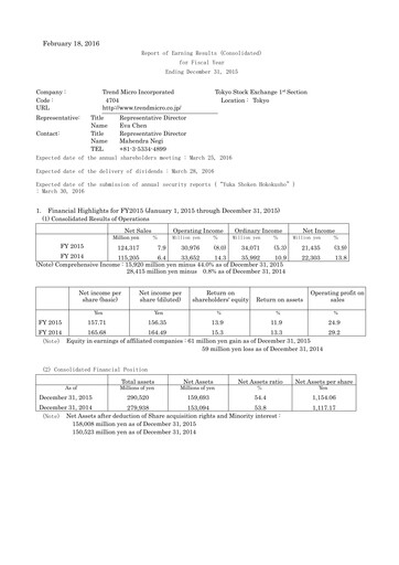 Thumbnail Trend Micro
 Financial Statement 2015