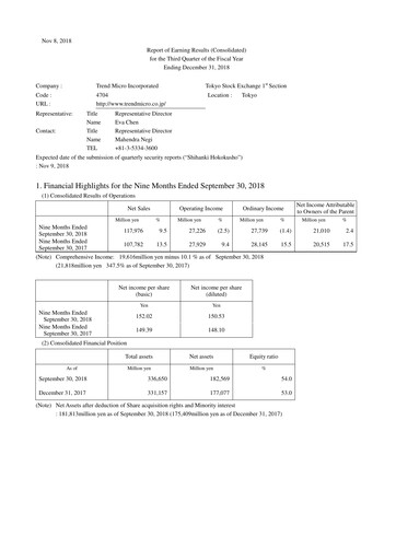 Thumbnail Trend Micro
 Quarterly Report 2018-q3