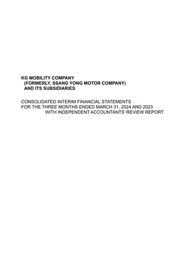 Thumbnail KG Mobility (SsangYong Motor) Quarterly Report 2024-q1