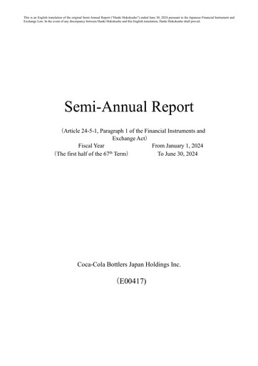 Thumbnail Coca-Cola Bottlers Japan Half-year Report 2024-h1