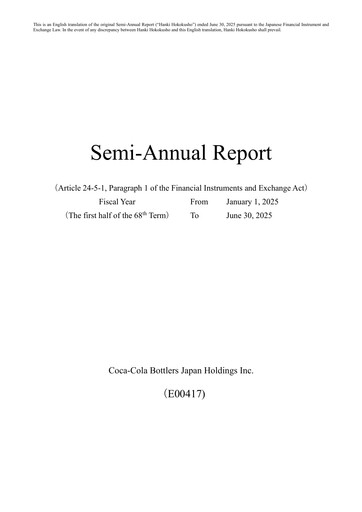 Thumbnail Coca-Cola Bottlers Japan Half-year Report 2025-h1