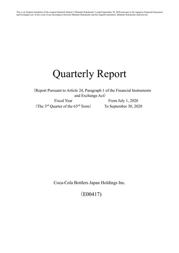 Thumbnail Coca-Cola Bottlers Japan Quarterly Report 2020-q3