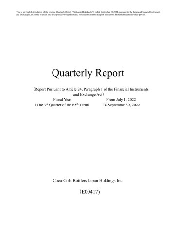 Thumbnail Coca-Cola Bottlers Japan Quarterly Report 2022-q3