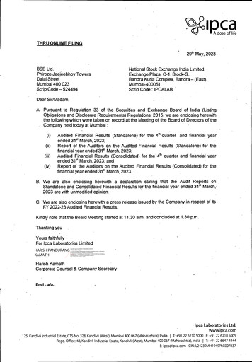 Thumbnail Ipca Laboratories
 Financial Statement 2022-2023