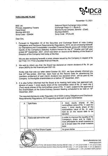 Thumbnail Ipca Laboratories
 Quarterly Report 2021-q2