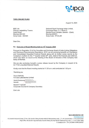 Thumbnail Ipca Laboratories
 Quarterly Report 2024-q1