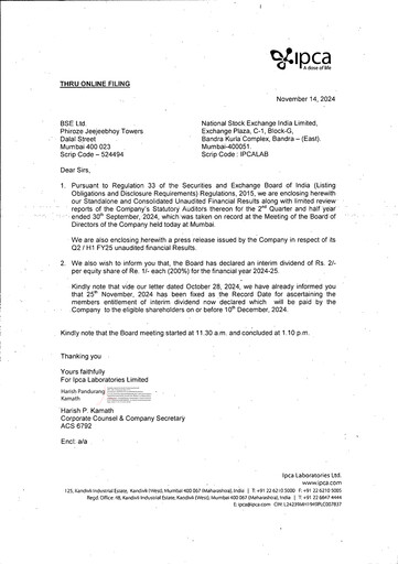 Thumbnail Ipca Laboratories
 Quarterly Report 2024-q2