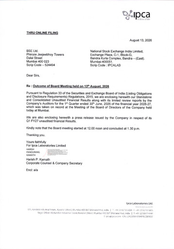 Thumbnail Ipca Laboratories
 Quarterly Report 2026-q1