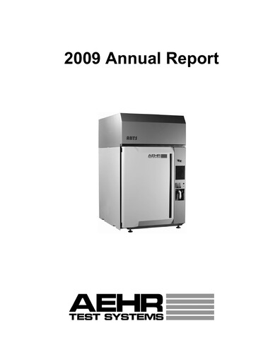 Thumbnail Aehr Test Systems Annual Report 2009