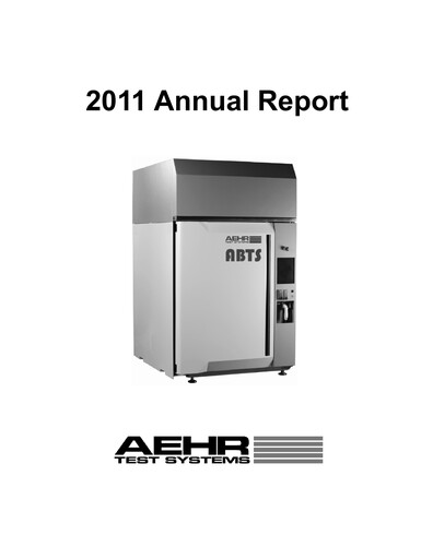 Thumbnail Aehr Test Systems Annual Report 2011