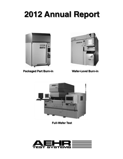 Thumbnail Aehr Test Systems Annual Report 2012