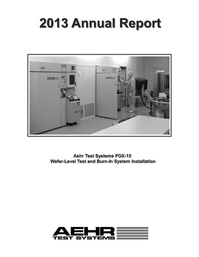 Thumbnail Aehr Test Systems Annual Report 2013