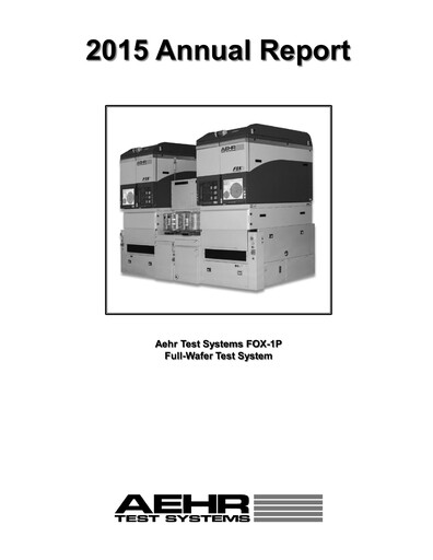 Thumbnail Aehr Test Systems Annual Report 2015