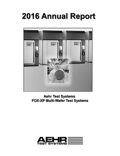 Thumbnail Aehr Test Systems Annual Report 2016