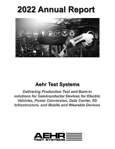 Thumbnail Aehr Test Systems Annual Report 2022