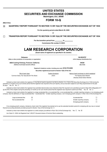 Thumbnail Lam Research Quarterly Report 2026-q3