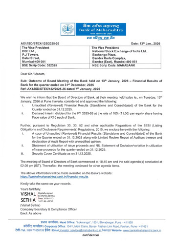 Thumbnail Bank of Maharashtra
 Quarterly Report 2025-q3