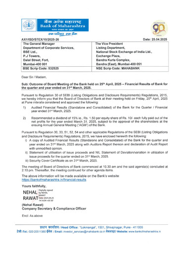 Thumbnail Bank of Maharashtra
 Quarterly Report 2025-q4