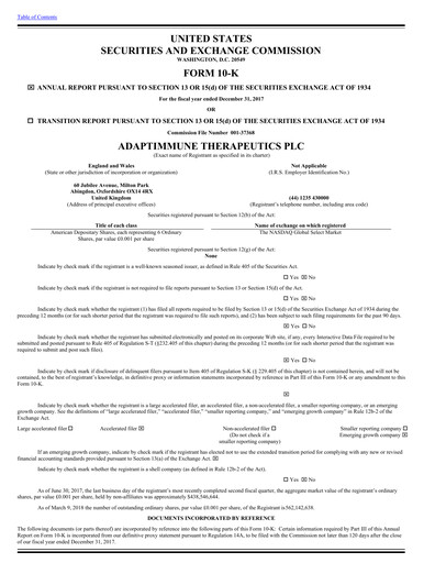 Thumbnail Adaptimmune Therapeutics Annual Report 2017