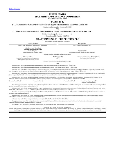 Thumbnail Adaptimmune Therapeutics Annual Report 2024
