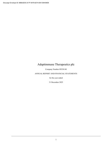 Thumbnail Adaptimmune Therapeutics Financial Report 2025