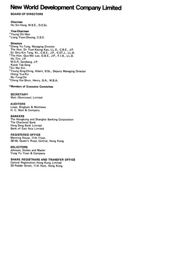 Thumbnail New World Development Company Annual Report 1974