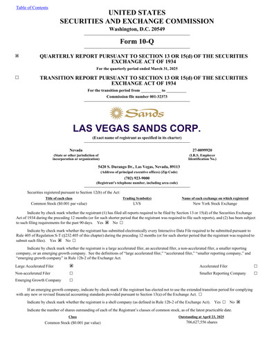 Thumbnail Las Vegas Sands Quarterly Report 2025-q1