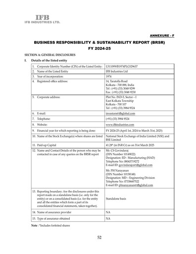 Thumbnail IFB Industries ESG Report 2024-2025
