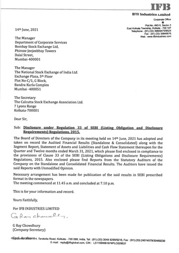 Thumbnail IFB Industries Quarterly Report 2021-q4