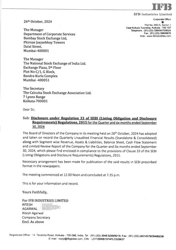 Thumbnail IFB Industries Quarterly Report 2025-q2