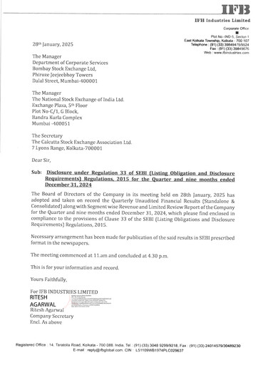 Thumbnail IFB Industries Quarterly Report 2025-q3