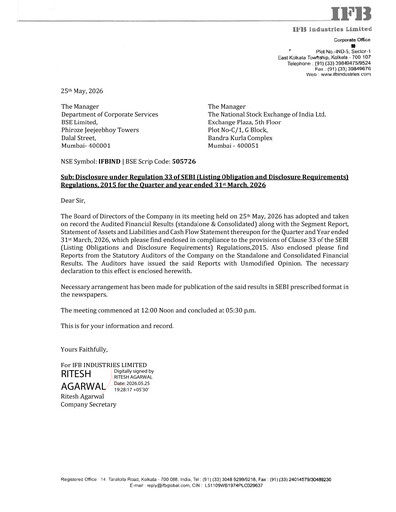 Thumbnail IFB Industries Quarterly Report 2026-q4