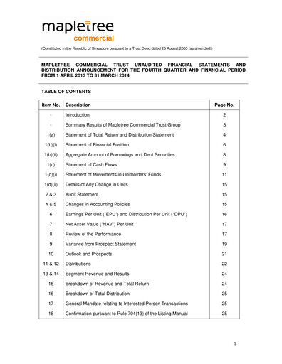 Thumbnail Mapletree Commercial Trust
 Financial Statement 2013-2014