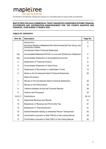 Vorschaubild Mapletree Commercial Trust
 Finanzmitteilung 2025-2026