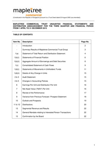 Miniature Mapletree Commercial Trust
 Rapport trimestriel 2015-q3